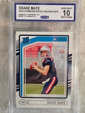 2024 Donruss Drake Maye Rated Rookie #379 CCG 10 Gem Mint Patriots RC